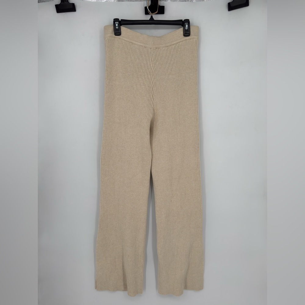 Mon Renn Beige Ribbed Knit Pants size Large - Picture 2 of 5